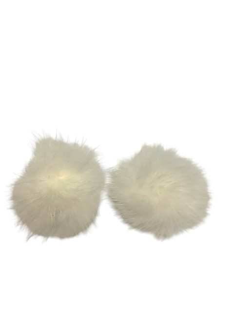 APLIQUE MEIO POMPOM PELÚCIA BRANCO (4,0 CM) - 2 UNIDADES