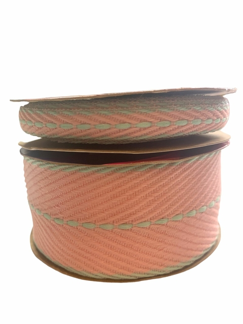 FITA PESPONTADA ROSA COM VERDE - SINIMBU - 10 METROS