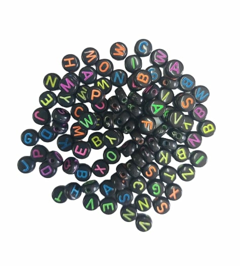 MIÇANGA LETRINHAS REDONDA PRETA (7MM) - 50 GRAMAS