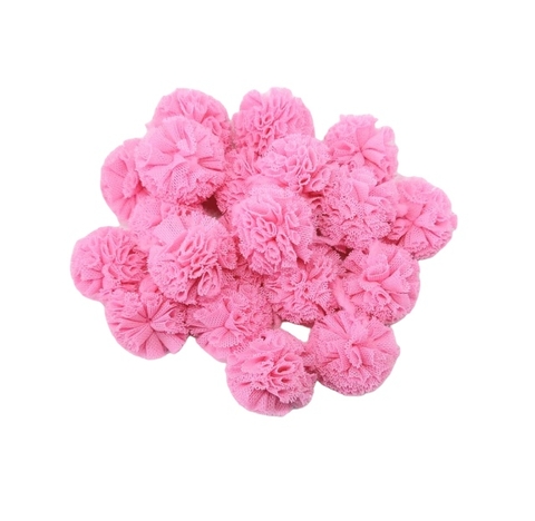 APLIQUE POMPOM MALHA TELINHA ROSA MÉDIO (2,5 CM) - 05 UNIDADES