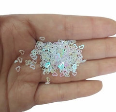 APLIQUE CONFETE CORAÇÃO VAZADO BRANCO HOLOGRÁFICO - 15 GRAMAS - comprar online