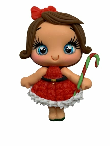 APLIQUE MENINA VESTIDO VERMELHO/PIRULITO VERDE - 1 UNIDADE
