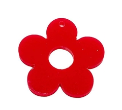 PINGENTE FLOR VERMELHA ACRÍLICO(3 CM) - 1 UNIDADE