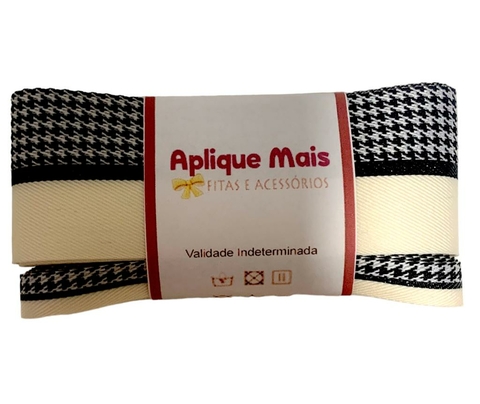 KIT FITA PIED POULE DUPLA ESTAMPA - COR CREME 38MM/10MM -1 METRO DE CADA
