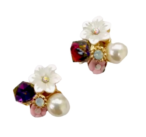 APLIQUE CHATON DADINHO FLOR ROSA - 1 UNIDADE