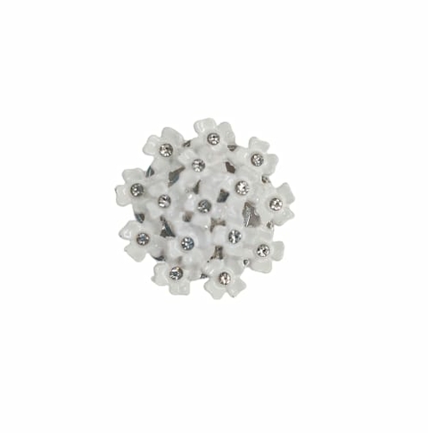 APLIQUE CHATON MINI ROSAS BRANCAS COM STRASS - 1 UNIDADE