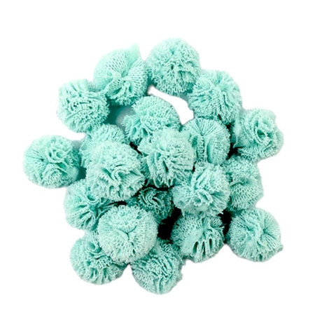 APLIQUE POMPOM MALHA TELINHA VERDE (1,5 CM) - 10 UNIDADES
