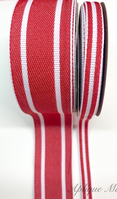 KIT FITA JEANS LISTRADA VERMELHA 38MM/10MM - 2 METROS DE CADA - comprar online