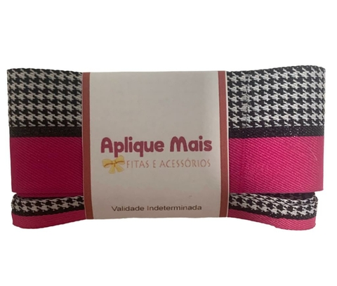 KIT FITA PIED POULE DUPLA ESTAMPA - COR PINK 38MM/10MM - 1 METRO DE CADA