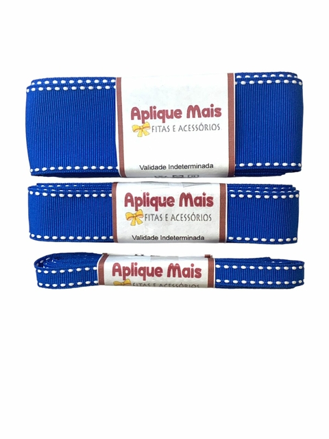 KIT FITA PESPONTADA YAMA AZUL ELETRIC 352 (38MM/22MM/9MM) - 1 METRO