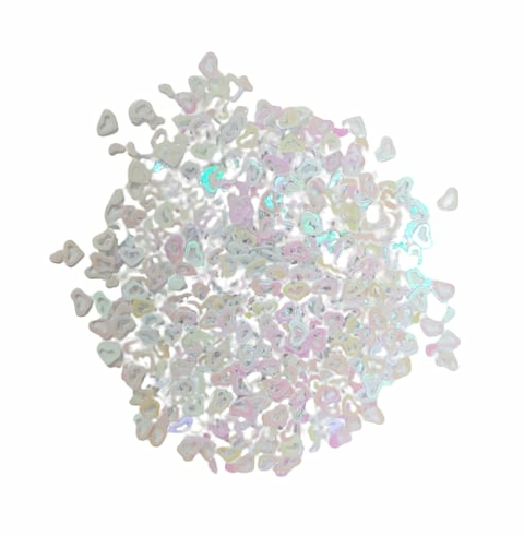 APLIQUE CONFETE CORAÇÃO VAZADO BRANCO HOLOGRÁFICO - 15 GRAMAS