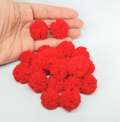 APLIQUE POMPOM MALHA TELINHA VERMELHO (2,5 CM) - 05 UNIDADES - comprar online