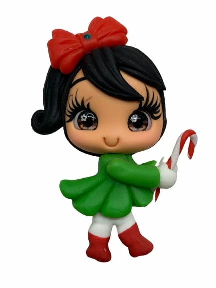 APLIQUE MENINA VESTIDO VERDE COM PIRULITO - 1 UNIDADE