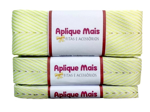 KIT FITA PESPONTADA CHEVRON AMARELO 10MM/22MM/38MM - 2 METROS CADA
