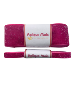 KIT FITA VELUDO COM LUREX PINK - (38MM/10MM)- 2 METROS DE CADA