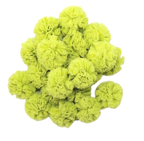APLIQUE POMPOM MALHA TELINHA VERDE FOLHA (2,5 cm) - 05 UNIDADES