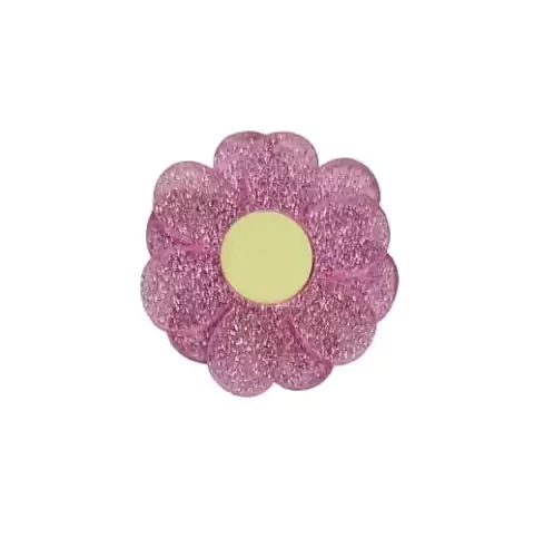 APLIQUE FLOR ROSA CINTILANTE (4CM) - 1 UNIDADE