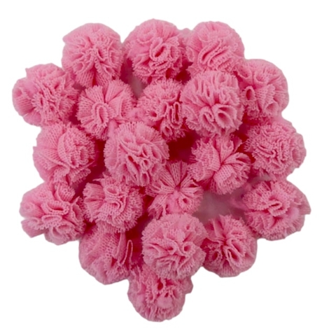 APLIQUE POMPOM MALHA TELINHA ROSA ESCURO (1,5 CM) - 10 UNIDADES