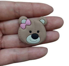 APLIQUE URSO LAÇO ROSA EMBORRACHADO - 1 UNID - comprar online