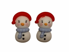 APLIQUE BONECO DE NEVE EM RESINA - 2 UNIDADES