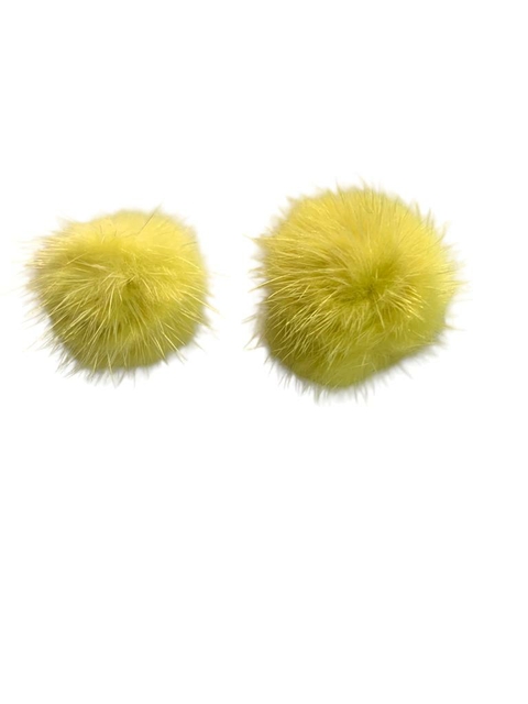 APLIQUE MEIO POMPOM PELÚCIA AMARELO (2,5 CM) - 2 UNIDADES