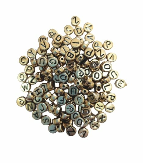 MIÇANGA LETRINHAS REDONDA DOURADA (7MM) - 50 GRAMAS