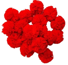 APLIQUE POMPOM MALHA TELINHA VERMELHO (2,5 CM) - 05 UNIDADES