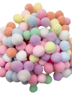 APLIQUE MINI POMPOM MULTICOR CLARO (1.0 CM) - 50 UNID