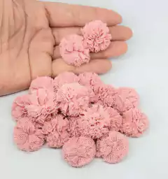 APLIQUE POMPOM MALHA TELINHA ROSÊ (2,5 CM) - 05 UNIDADES - comprar online