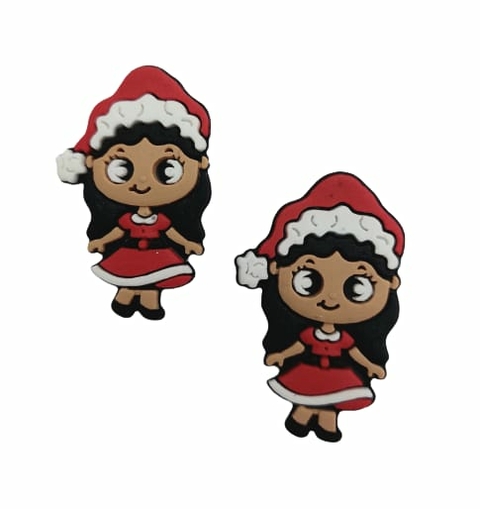 APLIQUE MAMÃE NOEL MORENA CABELO PRETO EMBORRACHADO - 2 UNIDADES