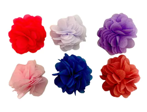 APLIQUE FLOR TULE SORTIDO (3CM) - 6 UNIDADES