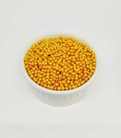 MIÇANGA PÉROLA INTEIRA COM FURO DOURADA (4MM) - 50 GRAMAS