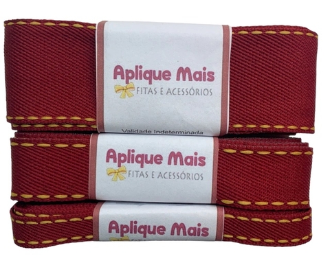 KIT FITA JEANS VERMELHO MARSALA 10MM/22MM/38MM - 2 METROS DE CADA