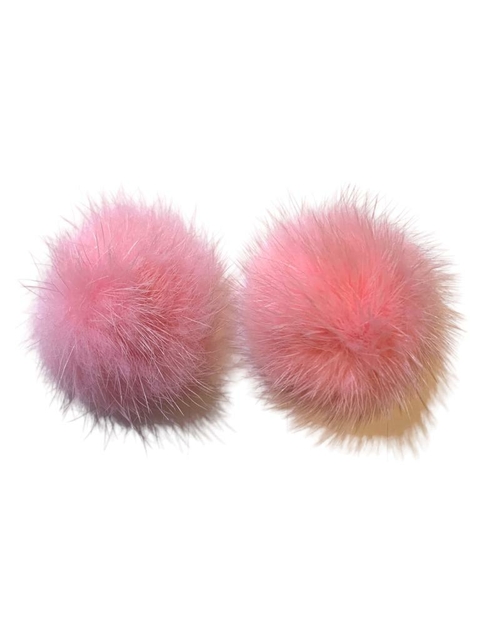 APLIQUE MEIO POMPOM PELÚCIA ROSA (4,0 CM) - 2 UNIDADES