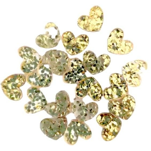 APLIQUE MINI CORAÇÃO CRAQUELADO DOURADO EM ACRÍLICO - 20 UNID
