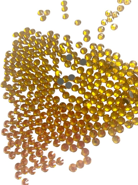 APLIQUE STRASS TERMOCOLANTE AMARELO OURO - SS16 (4MM) - 5 GRAMAS