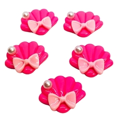 APLIQUE CONCHA PINK COM PÉROLA - 5 UNIDADES