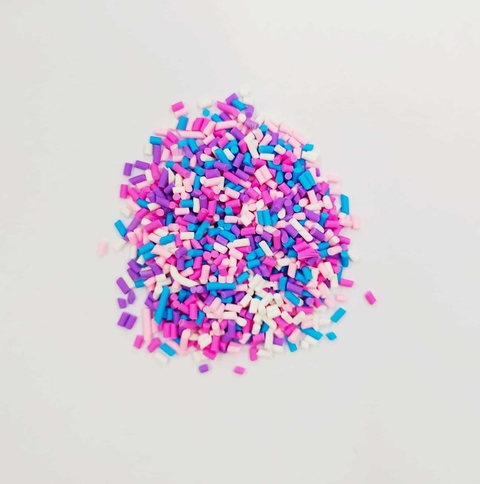 APLIQUE CONFETE GRANULADO COLORIDO (AZUL/ROSA/LILÁS) - 15 GRAMAS