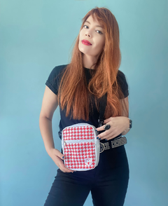 BOLSA SHOULDER BAG XADREZ VERMELHO E BRANCO PIED DE POULE HOUNDSTOOTH VINTAGE - Blue Tree