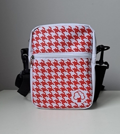 BOLSA SHOULDER BAG XADREZ VERMELHO E BRANCO PIED DE POULE HOUNDSTOOTH VINTAGE