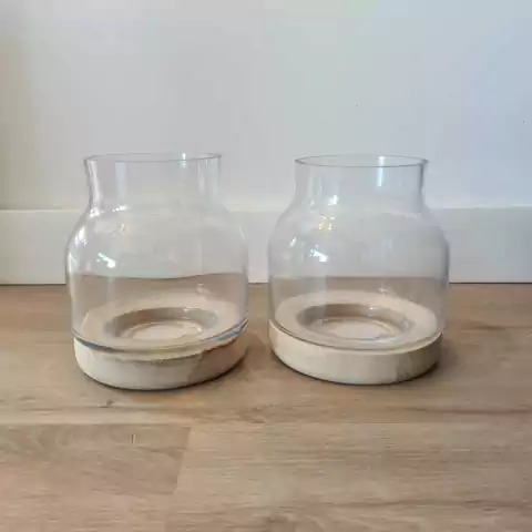 Jarrón Vidrio y Madera