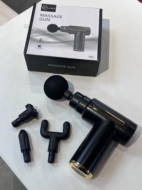 Mini Massageador Elétrico Muscular Recarregavel USB, Pistola Massageadora Corporal Portatil, 4 Ponteiras, 6 Velocidades de Massagem Relaxante - Massag