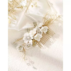 Arranjo Grinalda Floral com Pedrarias e pérolas BRANCA - comprar online