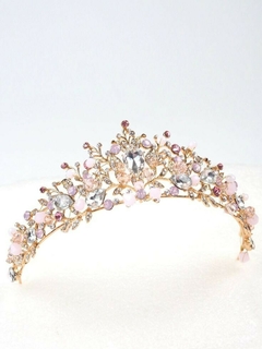 Coroa Pedrarias Rosa & Dourada Rebeca - comprar online