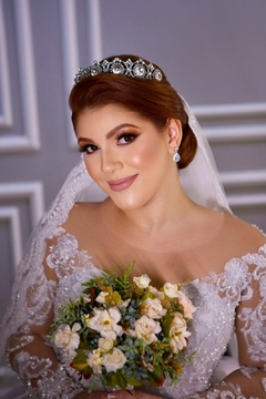 Tiara ou Coroa em Zircônias Banhado á Prata Duda