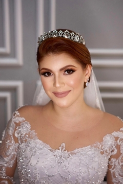 Tiara ou Coroa em Zircônias Banhado á Prata Duda - Rebeca Noivas Rec