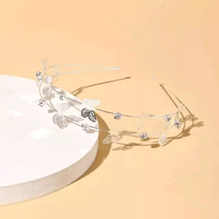 Arranjo Tiara butterflies Dourada ou Prata - Rebeca Noivas Rec