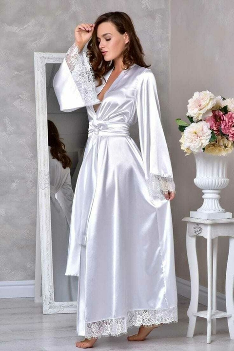 ROBE DE CETIM LONGO MANGAS COMPRIDAS COM RENDA FABRICAÇÃO PRÓPRIA @REBECANOIVASREC