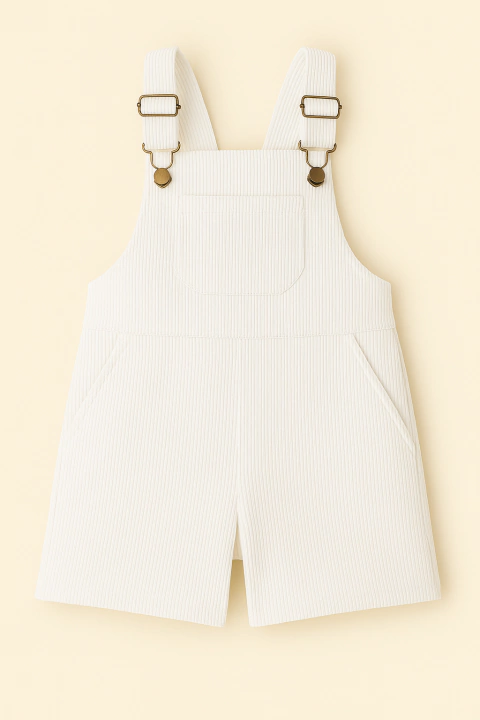 Jardineira Infantil Cotelê Branco - comprar online