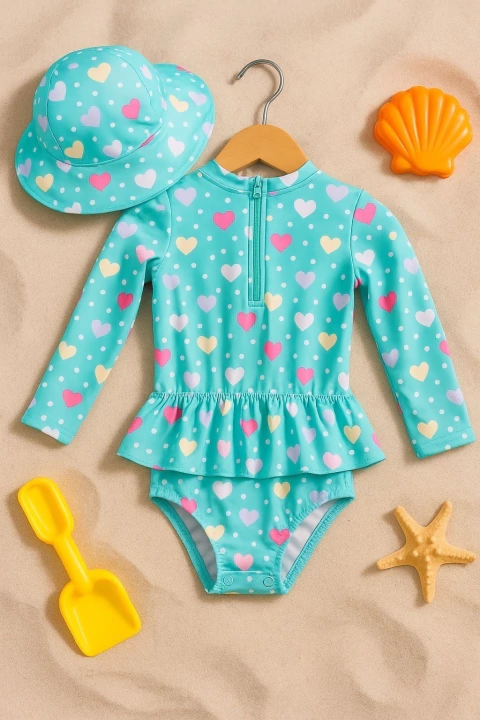 Maiô e Chapéu Moda Praia Baby Menina - comprar online